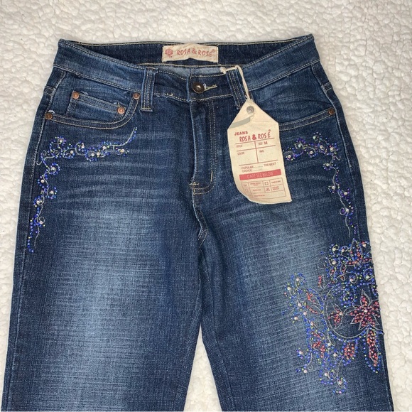 Rosa & Rose Women’s Embellished Stretch Flared Boot Cut Jeans Size M NEW - Picture 3 of 9